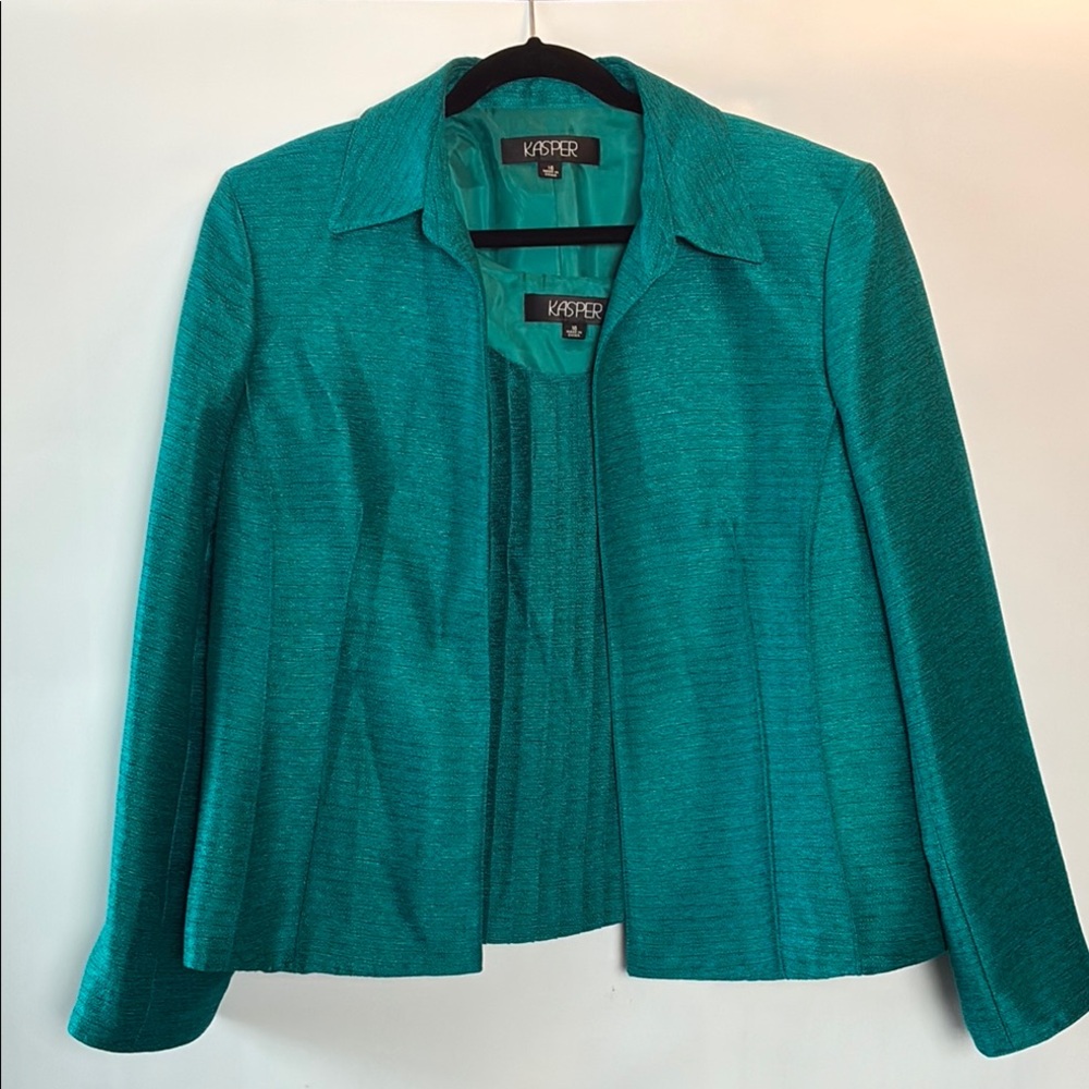 2pc Kasper Women's Vibrant Teal Blazer & Sleeveless Top